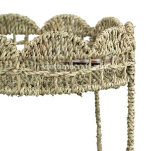 2 Tier Seagrass Shelf with Scallop Pattern Vietnam Manufacture