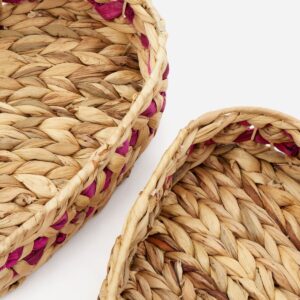 heart-shaped basket, water hyacinth tray, handmade tray set, romantic gift basket, natural storage tray, eco-friendly tray, pink accent basket, handicraft wholesale, valentine decor tray, rustic heart tray