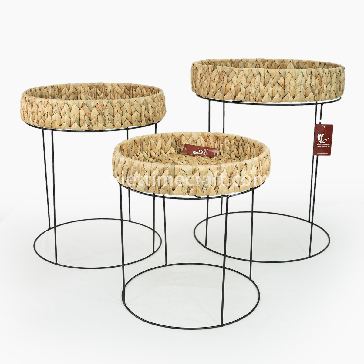 Handwoven Water Hyacinth Nesting End Tables Set of 2 Viettimecraft Manufacturer