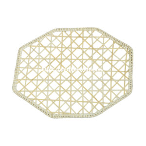 bamboo placemat set, handwoven table mat, napkin rings bamboo, octagon placemat, geometric table decor, eco-friendly placemat, handmade bamboo mat, vietnam handicraft, woven napkin holder, natural tableware