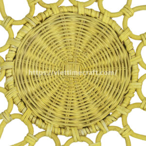 sunflower placemat, rattan table mat, boho table decor, handmade rattan placemat, woven flower placemat, eco-friendly tableware, yellow rattan coaster, rustic dining decor, vietnam handicraft, natural woven placemat