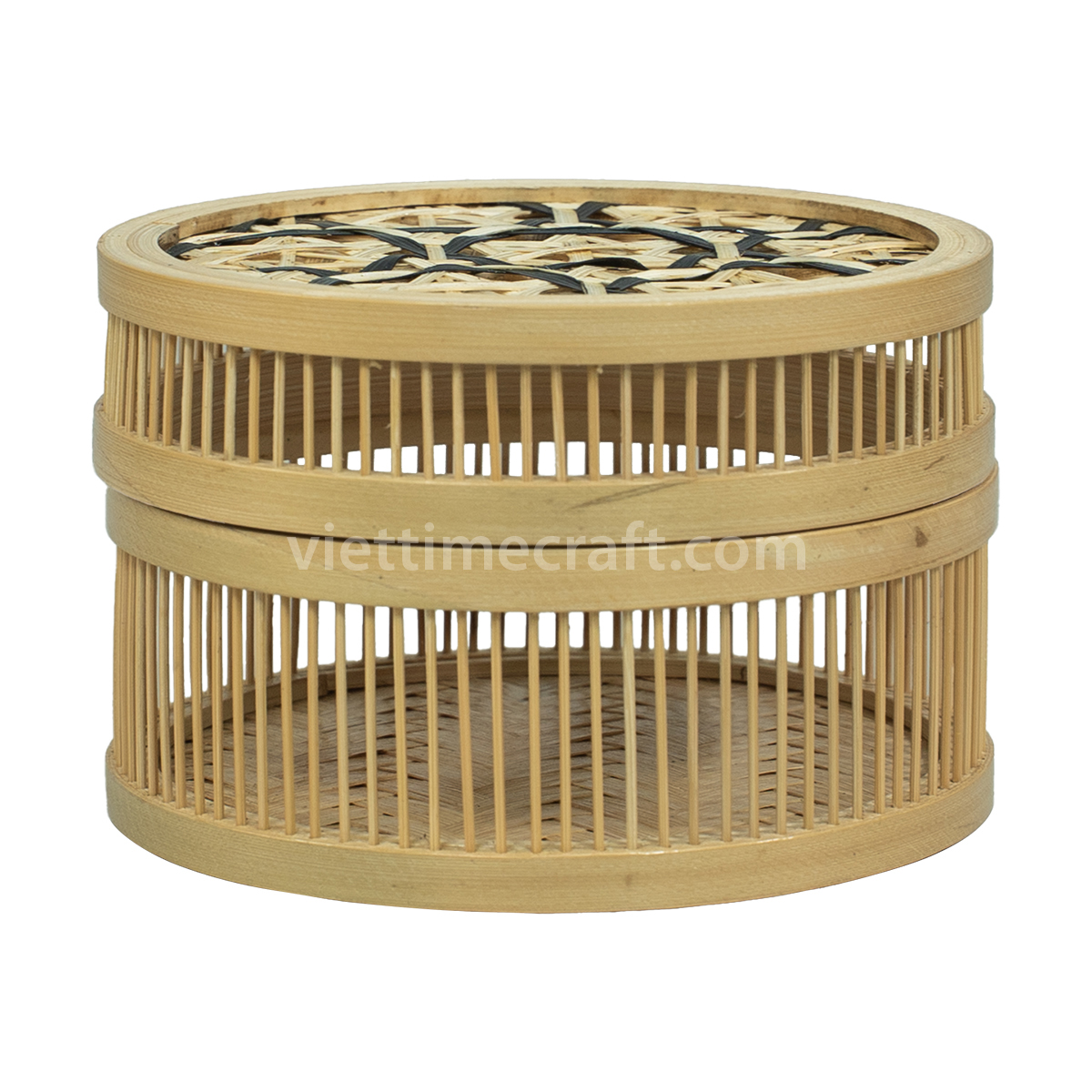 bamboo food storage box, round bamboo basket with lid, handmade bamboo container, eco-friendly serving box, food gift basket, natural bamboo tray, Vietnamese handicraft bamboo, zero waste food organizer, decorative bamboo box, sustainable packaging