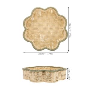 scallop tray paper rope, flower shape basket tray, recycled paper rope tray, handmade eco tray, natural scallop basket, sustainable storage tray, spring home decor, flower edge organizer, zero waste tray, eco-friendly decorative basket