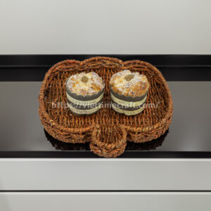 pumpkin tray wicker, Halloween serving tray, fall home decor, handmade pumpkin tray, water hyacinth pumpkin, rattan tray Halloween, natural woven tray, rustic fall display, harvest decor, eco-friendly Halloween basket