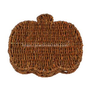 pumpkin tray wicker, Halloween serving tray, fall home decor, handmade pumpkin tray, water hyacinth pumpkin, rattan tray Halloween, natural woven tray, rustic fall display, harvest decor, eco-friendly Halloween basket