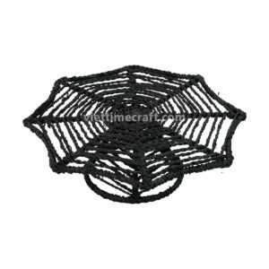 spider web tray, halloween basket, black fiber tray, handwoven spider decor, spooky home accessory, handmade halloween tray, spiderweb basket, eco-friendly tray, vietnam handicraft, halloween gift display
