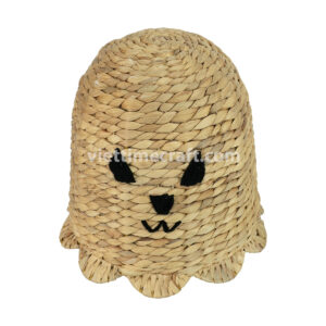 halloween ghost decor, water hyacinth ghost, eco halloween decoration, handwoven spooky basket, halloween natural decor, handmade ghost ornament, ghost shaped basket, halloween kids decor, sustainable halloween, vietnam handicraft