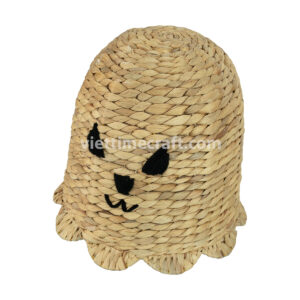 halloween ghost decor, water hyacinth ghost, eco halloween decoration, handwoven spooky basket, halloween natural decor, handmade ghost ornament, ghost shaped basket, halloween kids decor, sustainable halloween, vietnam handicraft
