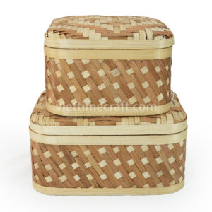 bamboo gift box with lid eco friendly packaging box Vietnamese bamboo storage sustainable mooncake box reusable bamboo basket natural gift packaging handmade bamboo box zero waste organizer traditional Vietnamese handicraft