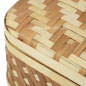 bamboo gift box with lid eco friendly packaging box Vietnamese bamboo storage sustainable mooncake box reusable bamboo basket natural gift packaging handmade bamboo box zero waste organizer traditional Vietnamese handicraft