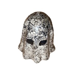 Halloween ghost sculpture, handmade Halloween decor, eggshell mosaic figurine, spooky home decoration, eco-friendly Halloween crafts, handcrafted ghost statue, artisan Halloween ornaments, paper core ghost decor, wholesale holiday decorations, Vietnam handmade crafts