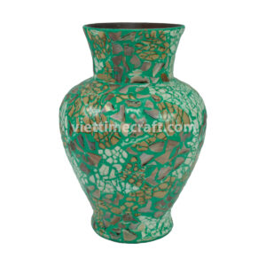 mother of pearl vase, mosaic lacquer vase, handmade decorative vase, Vietnamese lacquerware, luxury home décor vase, shell inlay vase, artisan flower vase, eco-friendly handmade vase, wholesale lacquer vases, handmade vase supplier Vietnam