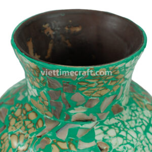 mother of pearl vase, mosaic lacquer vase, handmade decorative vase, Vietnamese lacquerware, luxury home décor vase, shell inlay vase, artisan flower vase, eco-friendly handmade vase, wholesale lacquer vases, handmade vase supplier Vietnam