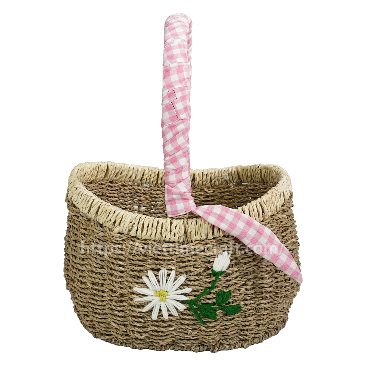 Decorative Seagrass Picnic Basket with Embroidery – Wholesale Storage & Gift Basket