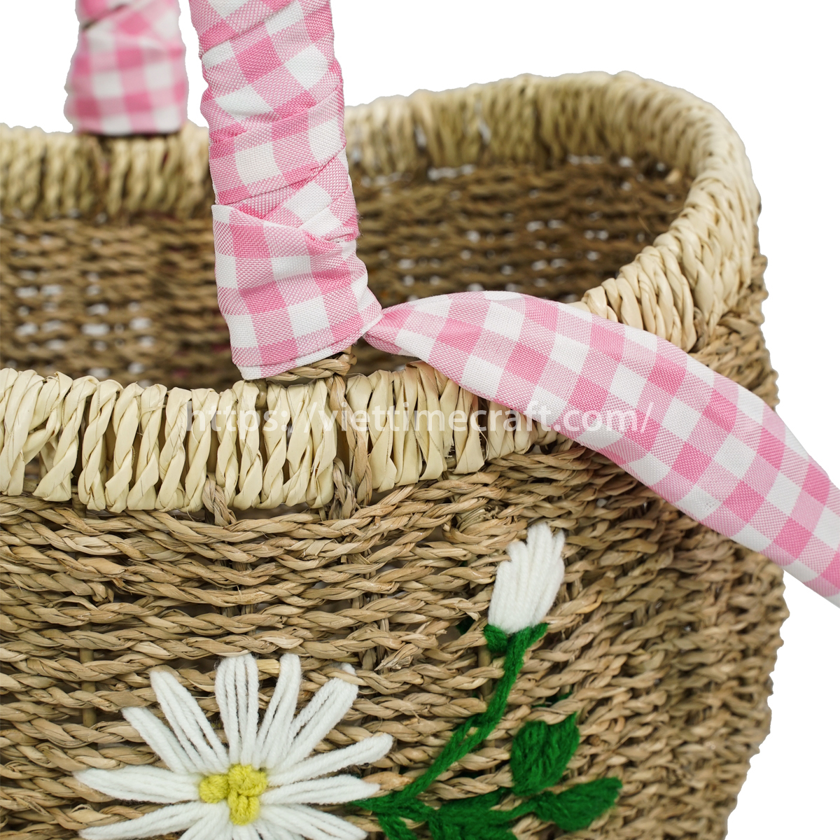 Decorative Seagrass Picnic Basket with Embroidery – Wholesale Storage & Gift Basket