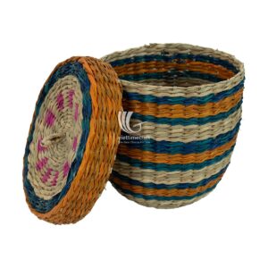 Set Of 3 Seagrass Basket With Lid