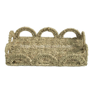 Wavy Design Seagrass Storage Serving Tray, Tray For Kitchenware Home Decoration
