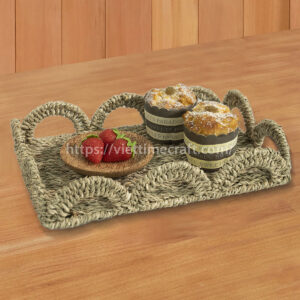 Wavy Design Seagrass Storage Serving Tray, Tray For Kitchenware Home Decoration