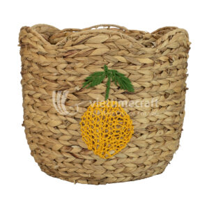 Handwoven Water Hyacinth Basket with Lemon Embroidery – Hot Trend for Spring & Summer 2026