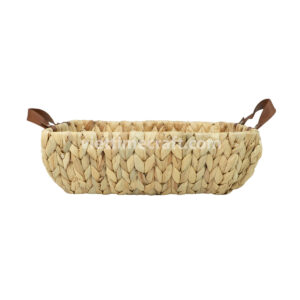 Hot Sale Water Hyacinth Serving Tray With Leather Handle