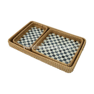 Wicker Mother Of Pearl Rattan Storage Tray Viettimecraft Manufacturer