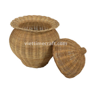 Wicker rattan jar, wicker jar urn Vietnam handicraft