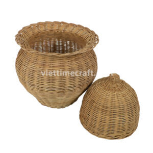 Wicker rattan jar, wicker jar urn Vietnam handicraft