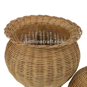 Wicker rattan jar, wicker jar urn Vietnam handicraft