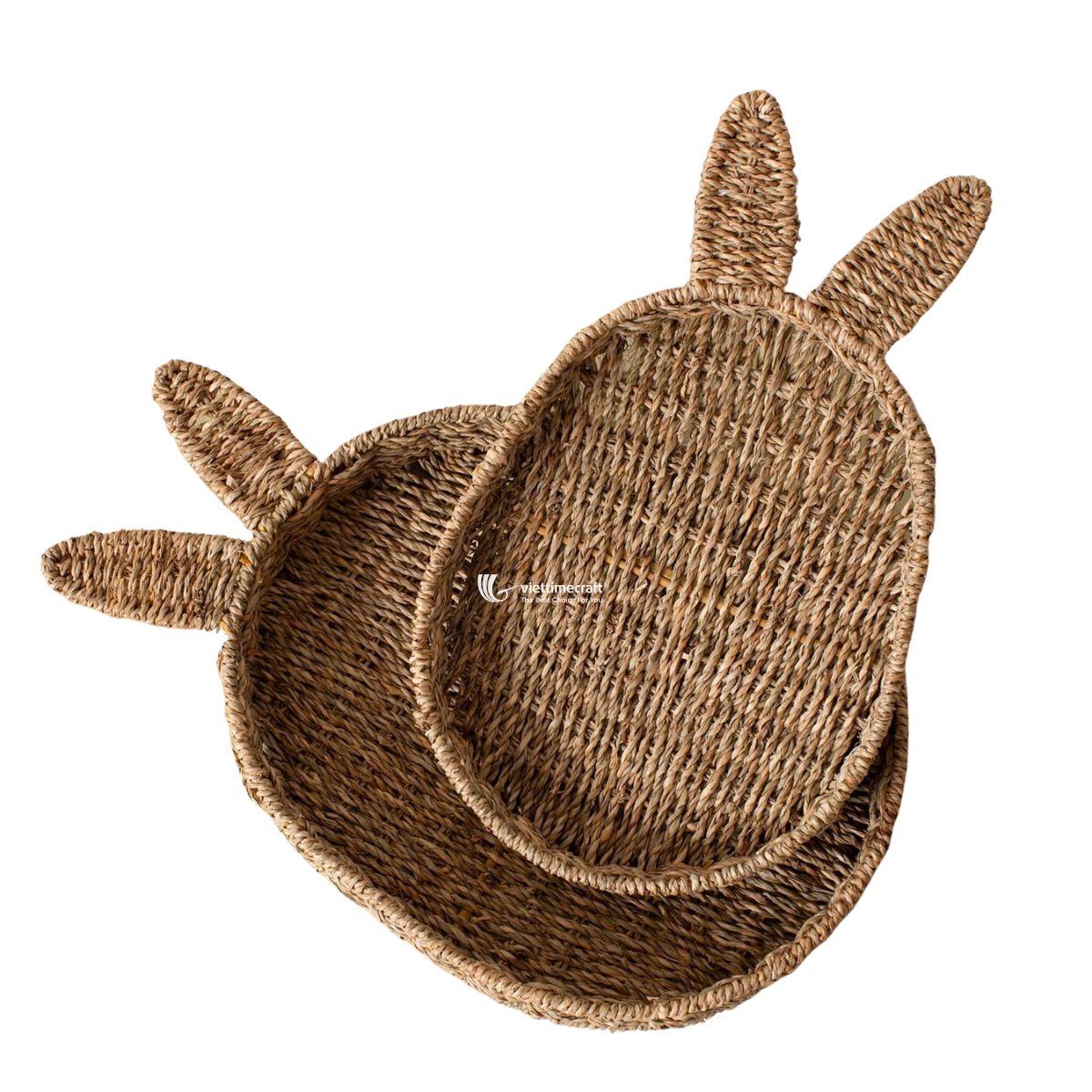Handwoven Bunny-Shaped Seagrass Tray I Manufacturer Vietnam - C00791