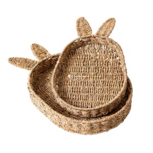 Handwoven Bunny-Shaped Seagrass Tray I Manufacturer Vietnam - C00791