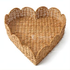 Heart scalloped rattan tray I Viettimecraft