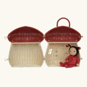 Mushroom House Rattan Basket with Lid I Viettimecraft