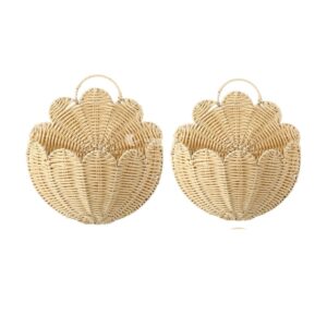 Scalloped Rattan Basket Hanging I Viettimecraft