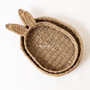 Handwoven Bunny-Shaped Seagrass Tray I Manufacturer Vietnam - C00791