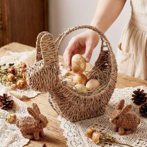 Bunny Seagrass Basket I Viettimecraft