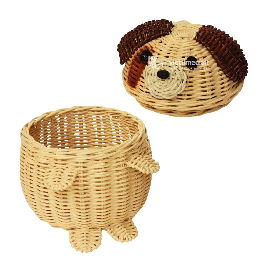 Dog-shaped Rattan Storage Basket I Viettimecraft - M0807