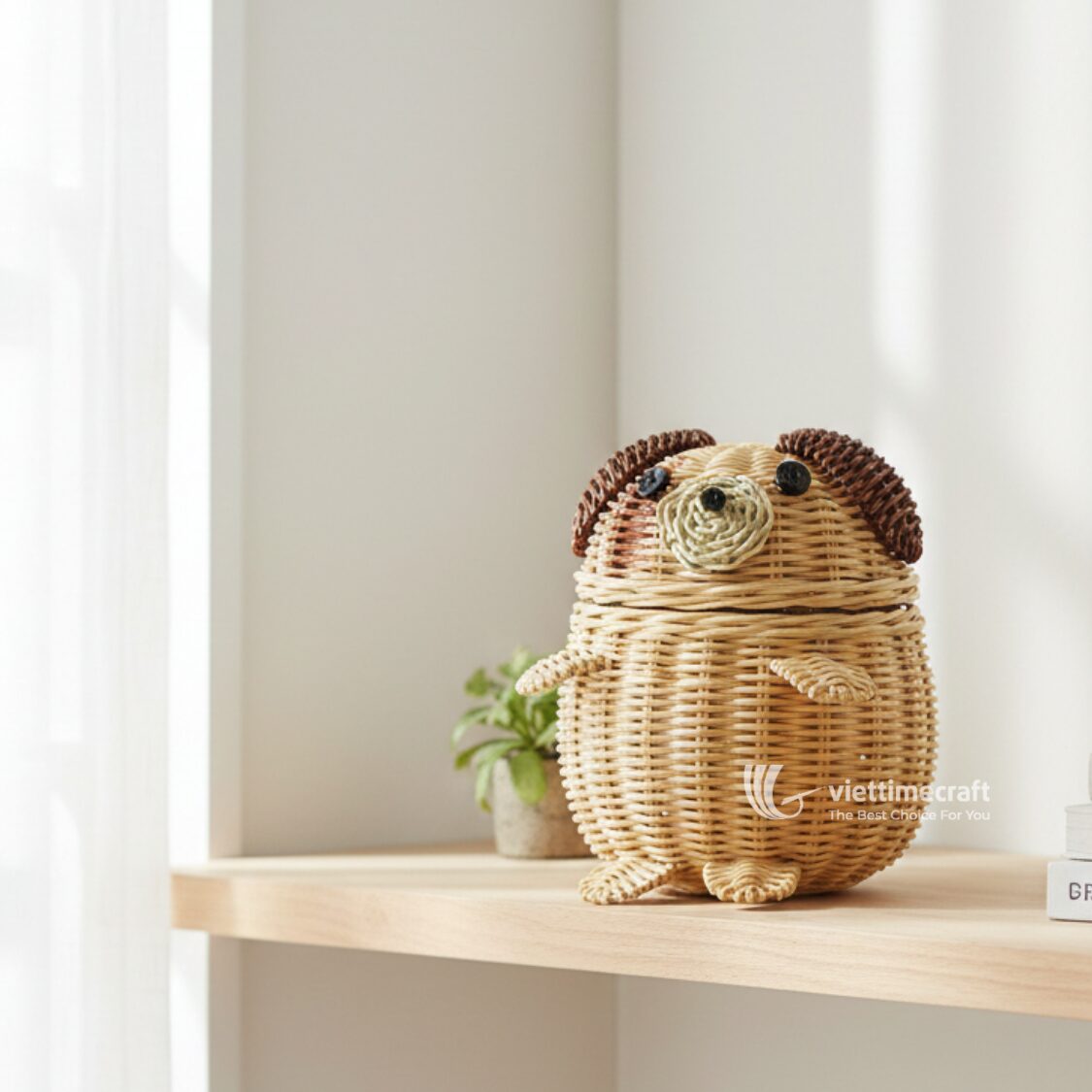 Dog-shaped Rattan Storage Basket I Viettimecraft - M0807