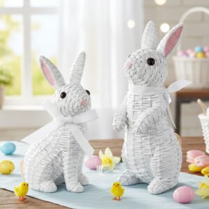 Easter Bunny Rattan Decor Figure l Viettimecraft - M0801
