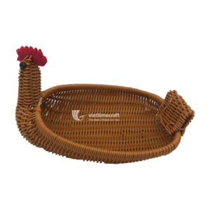 Whimsical Handwoven Chicken Shaped Rattan Fruit Basket – M0798 I Viettimecraft