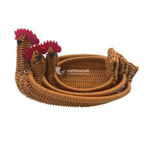 Whimsical Handwoven Chicken Shaped Rattan Fruit Basket – M0798 I Viettimecraft