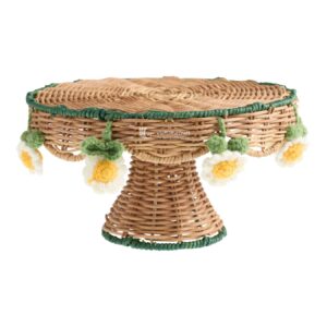 Scalloped Rattan Pedestal Tray I Viettimecraft - M0802