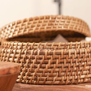 Round Rattan Storage Basket with Lid I Viettimecraft - M0790