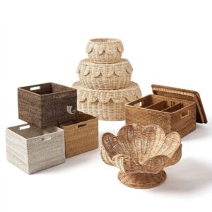 Woven Rattan Storage Basket, Woven Basket For Home Decoration Viettimecraft Wholesale Handicraft