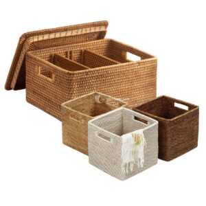 Woven Rattan Storage Basket, Woven Basket For Home Decoration Viettimecraft Wholesale Handicraft