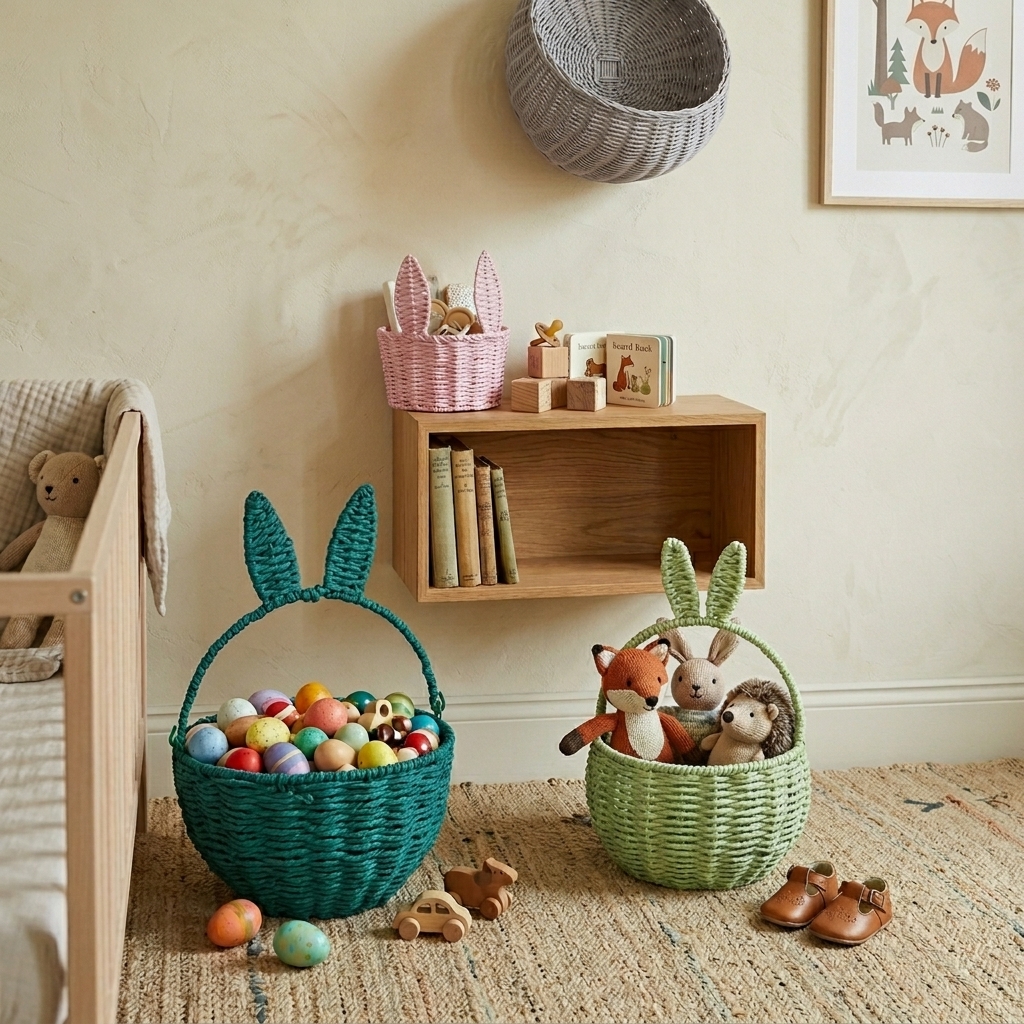Bunny Easter Woven Baskets for Kids I Viettimecraft - GI00050