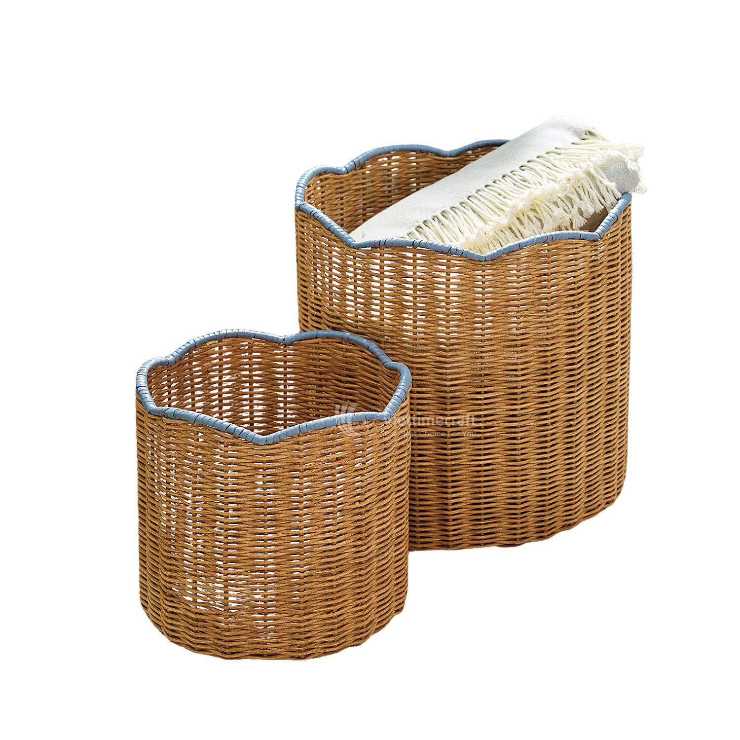 Rattan Basket with Decorative Wavy Rim - M0794
