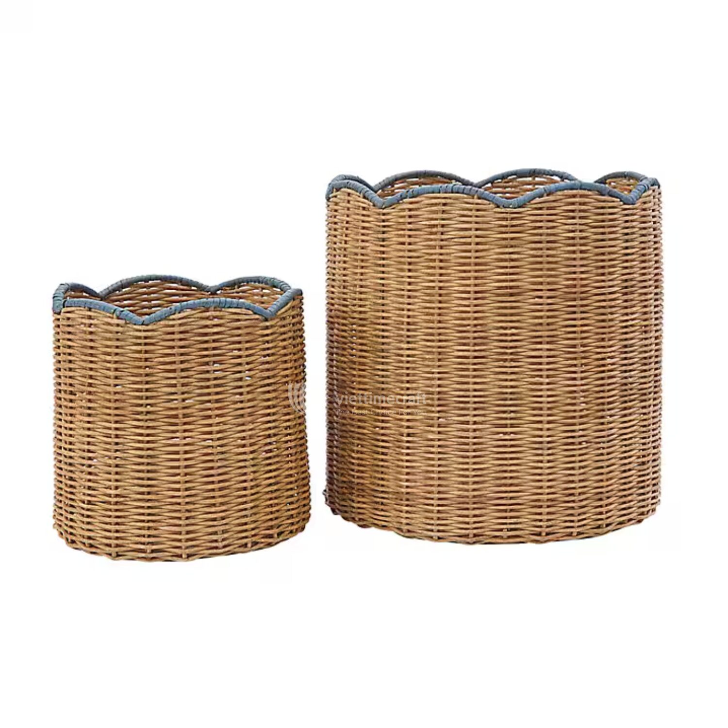 Rattan Basket with Decorative Wavy Rim - M0794