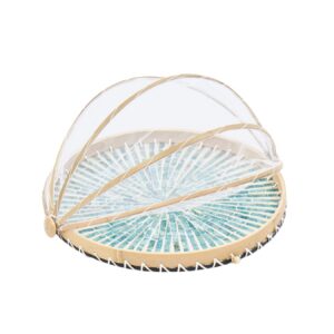 Mother of Pearl mix Wicker Tray with Dome Cover - KT0096 I Viettimecraft