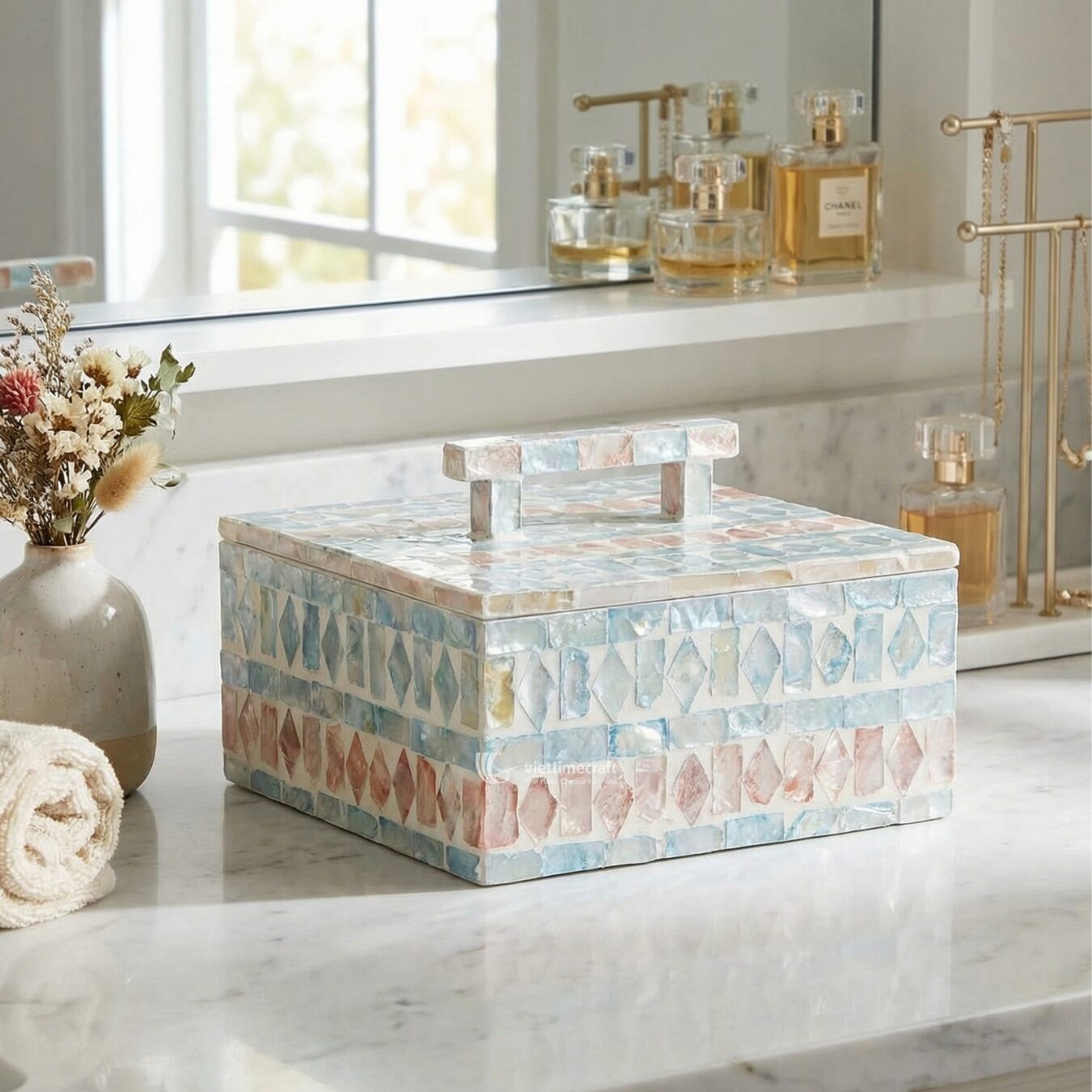 Pastel Color MOP Inlaid Jewelry Box - KT0074 I Viettimecraft