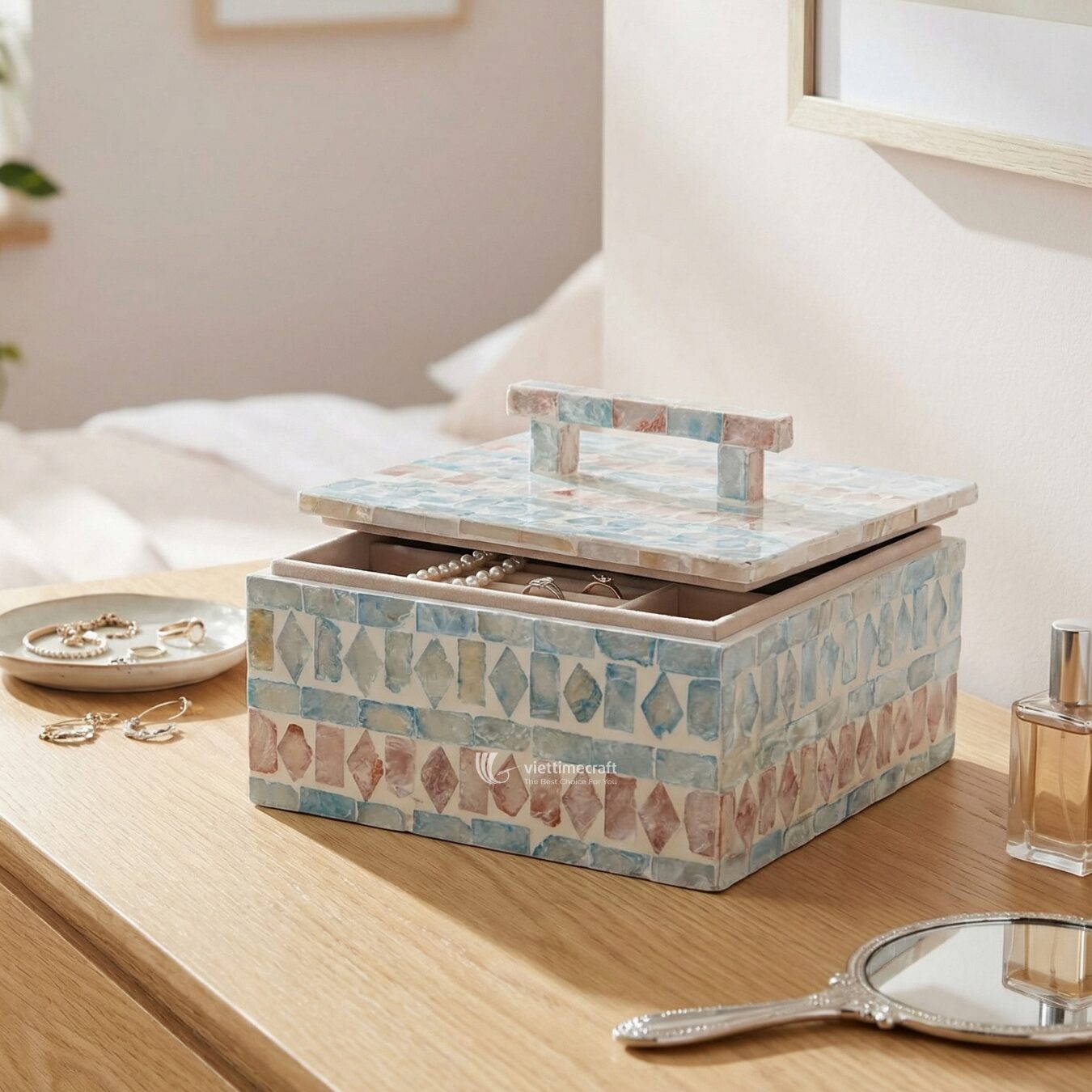 Pastel Color MOP Inlaid Jewelry Box - KT0074 I Viettimecraft
